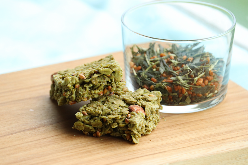 Tea energy bars (matcha / houjicha / genmaicha)