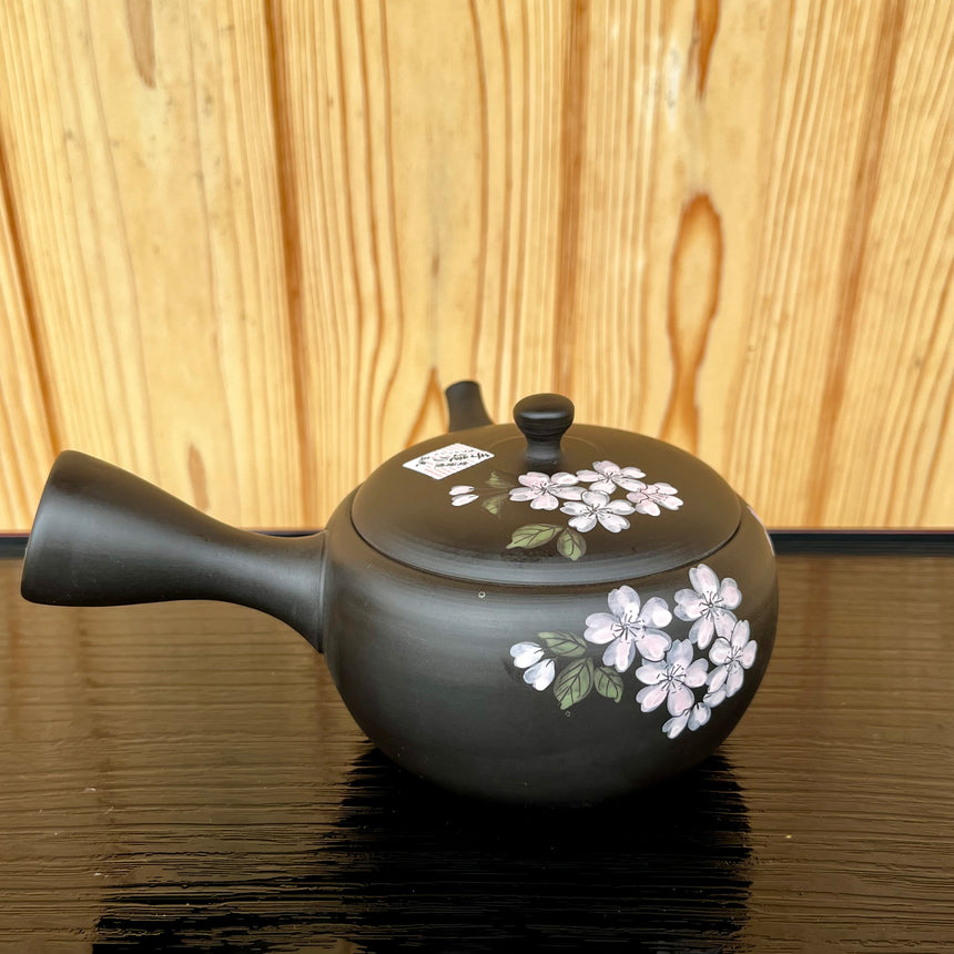 Kyusu Black Sakura (Traditional Japanese Teapot) - Handmade in Tokoname