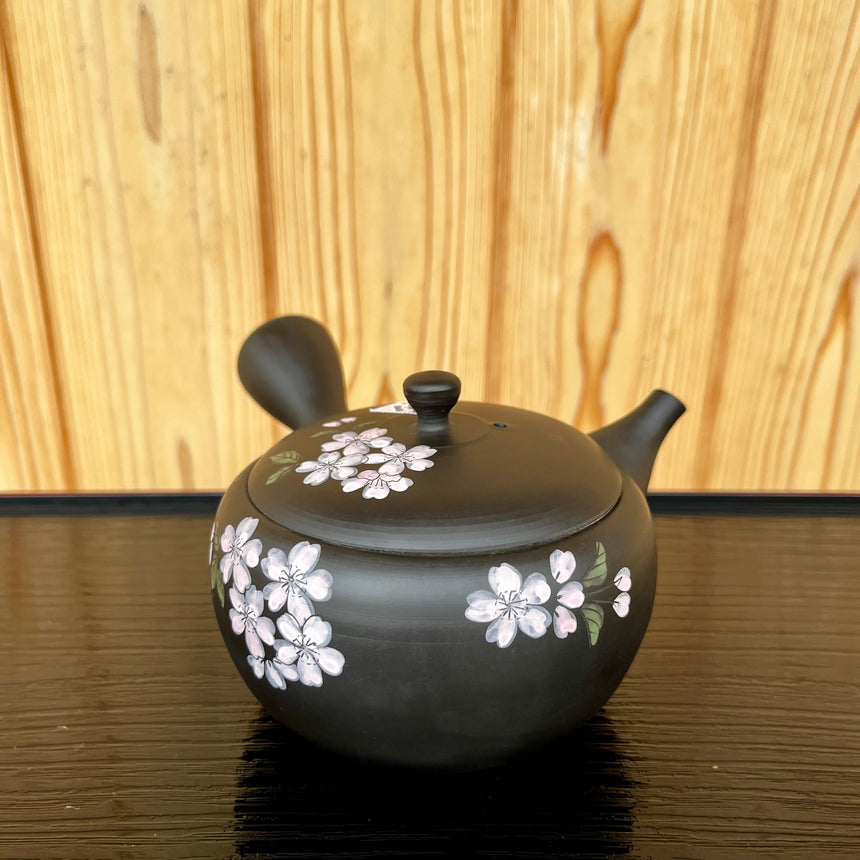 Kyusu Black Sakura (Traditional Japanese Teapot) - Handmade in Tokoname